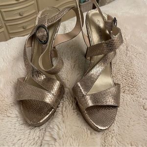 Audrey Brooke Gold Snakeskin heels